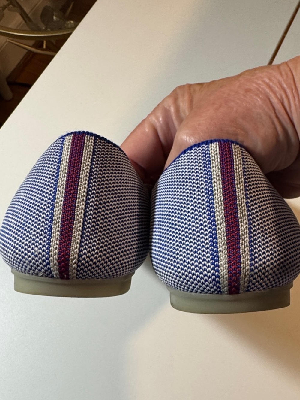 Rothy's Blue Knit Flats, retired style with Reflective Red Stripe, EUC, size 9 - Picture 3 of 10